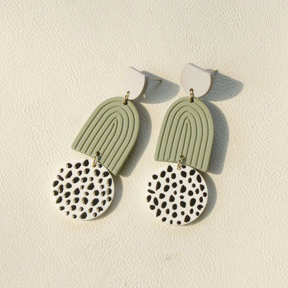 AENSOA  Colorful Painted Pattern Acrylic Drop Earrings