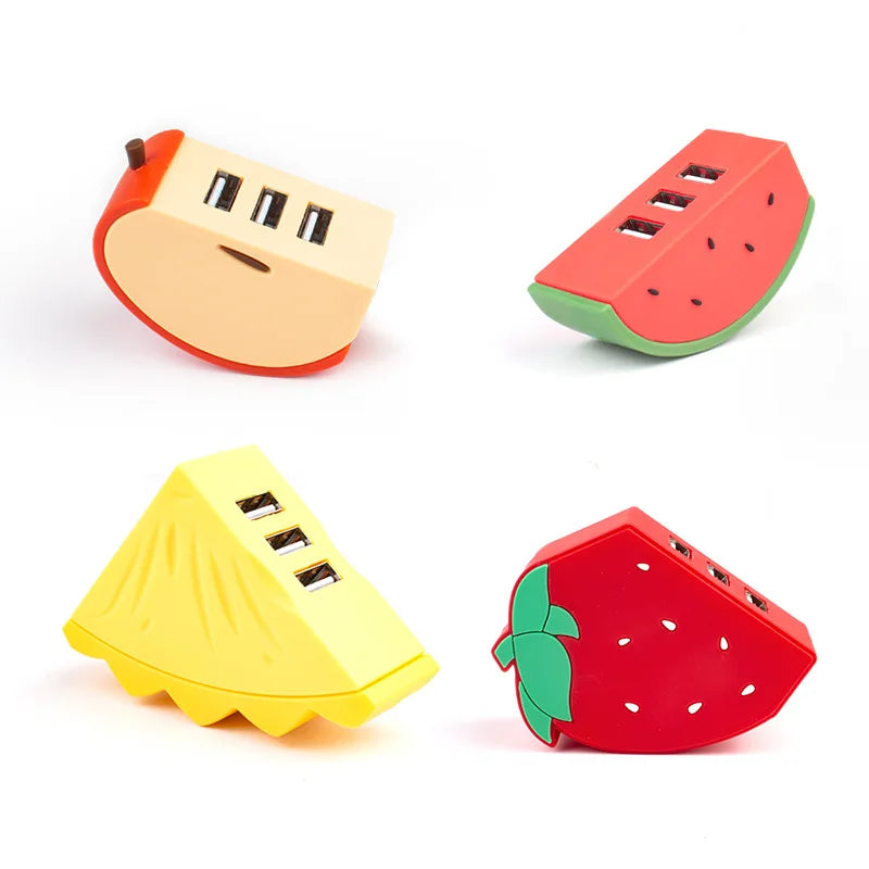 3-Port USB 2.0 Expansion Hub – Cartoon Fruit Design