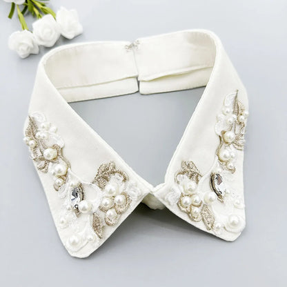 Women’s Detachable Pearl Embroidered Collar