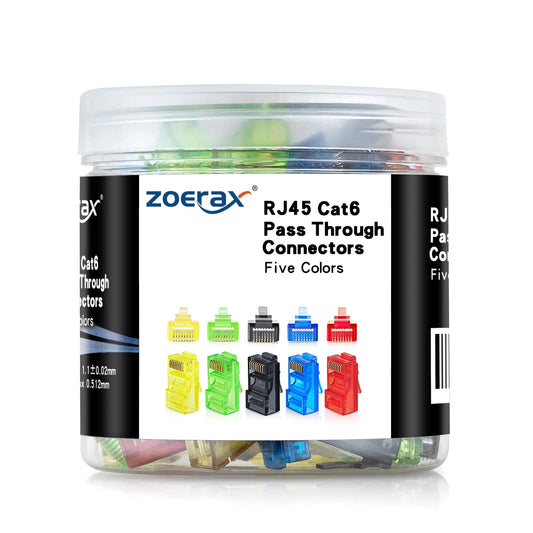 ZoeRax 100-Pack RJ45 Cat6 Pass-Through Connectors