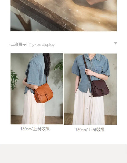 Genuine Leather Retro Saddle Crossbody Bag