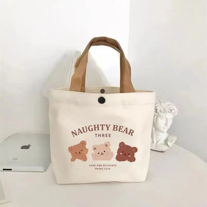 Cute Bear Canvas Mini Tote Bag