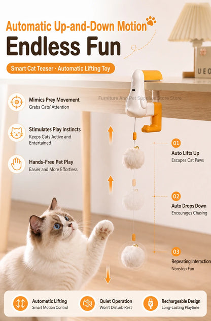 Automatic Interactive Cat Teaser Ball with Desk Clamp