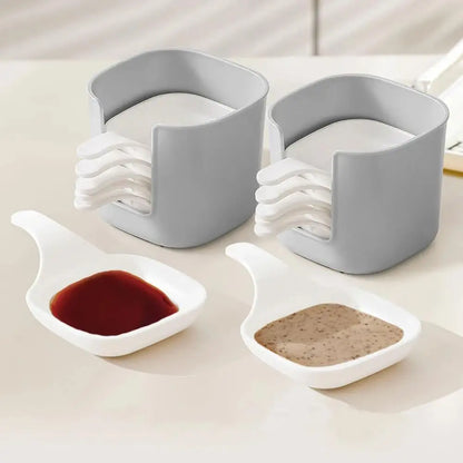 Reusable Plastic Dipping Sauce Bowls with Storage Container for Seasonings & Appetizers