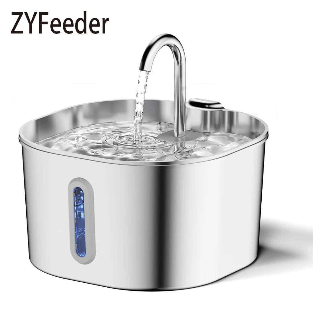 ZYFeeder 2.2L Stainless Steel Automatic Pet Water Fountain