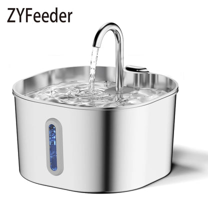 ZYFeeder 2.2L Stainless Steel Automatic Pet Water Fountain