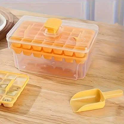 68-Grid Refrigerator Ice Cube Tray with Lid & Scoop