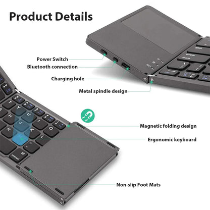 Foldable Bluetooth Keyboard with Touchpad