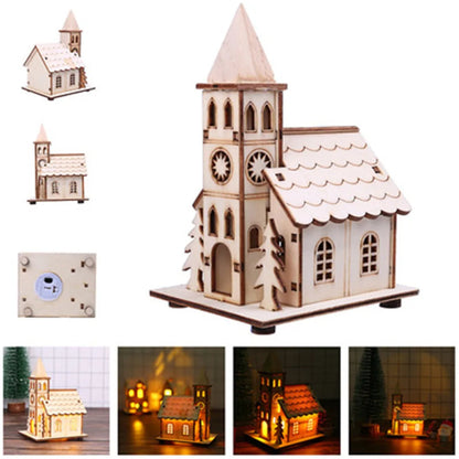 LED Wooden Christmas House Ornament