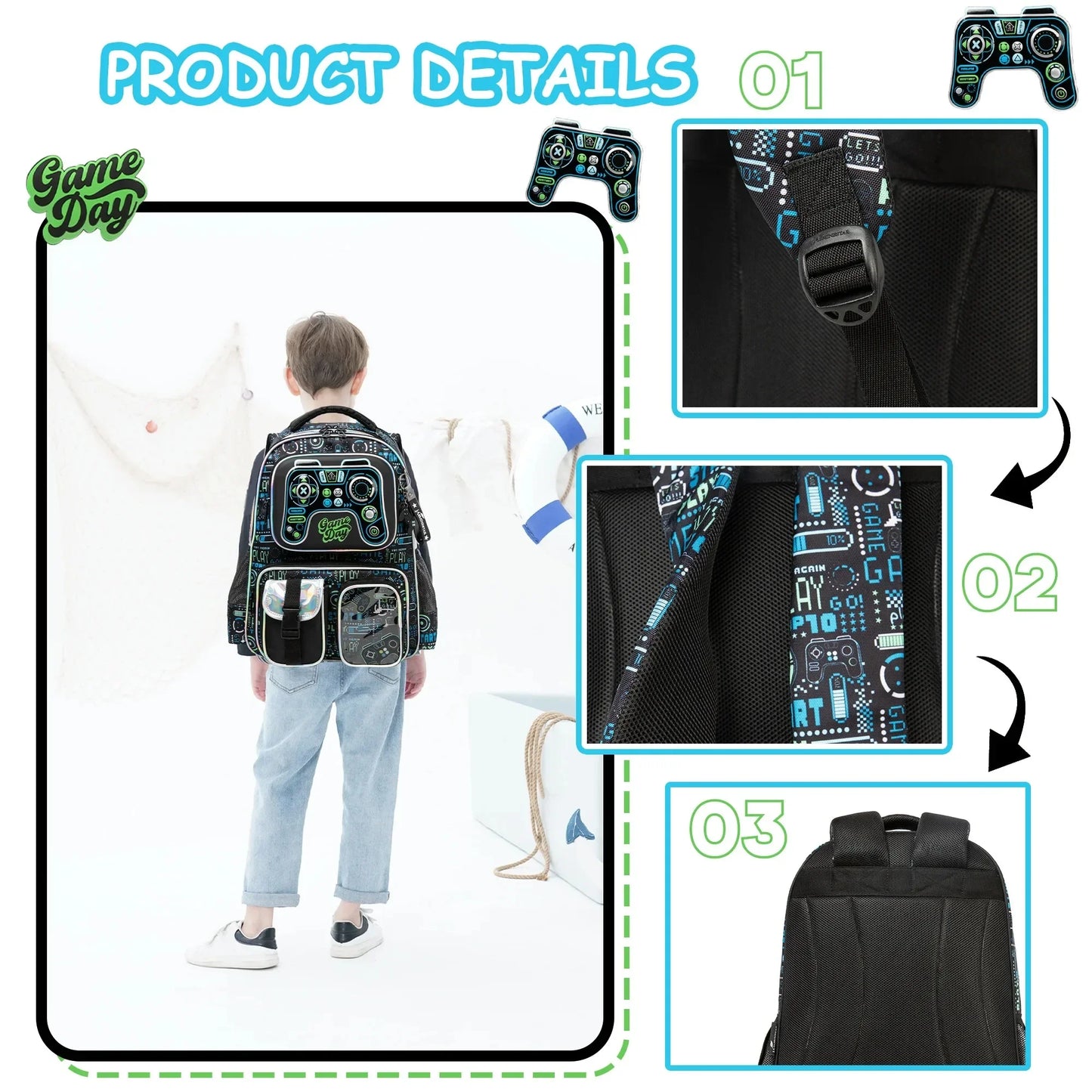 3-in-1 Kids School Backpack Set