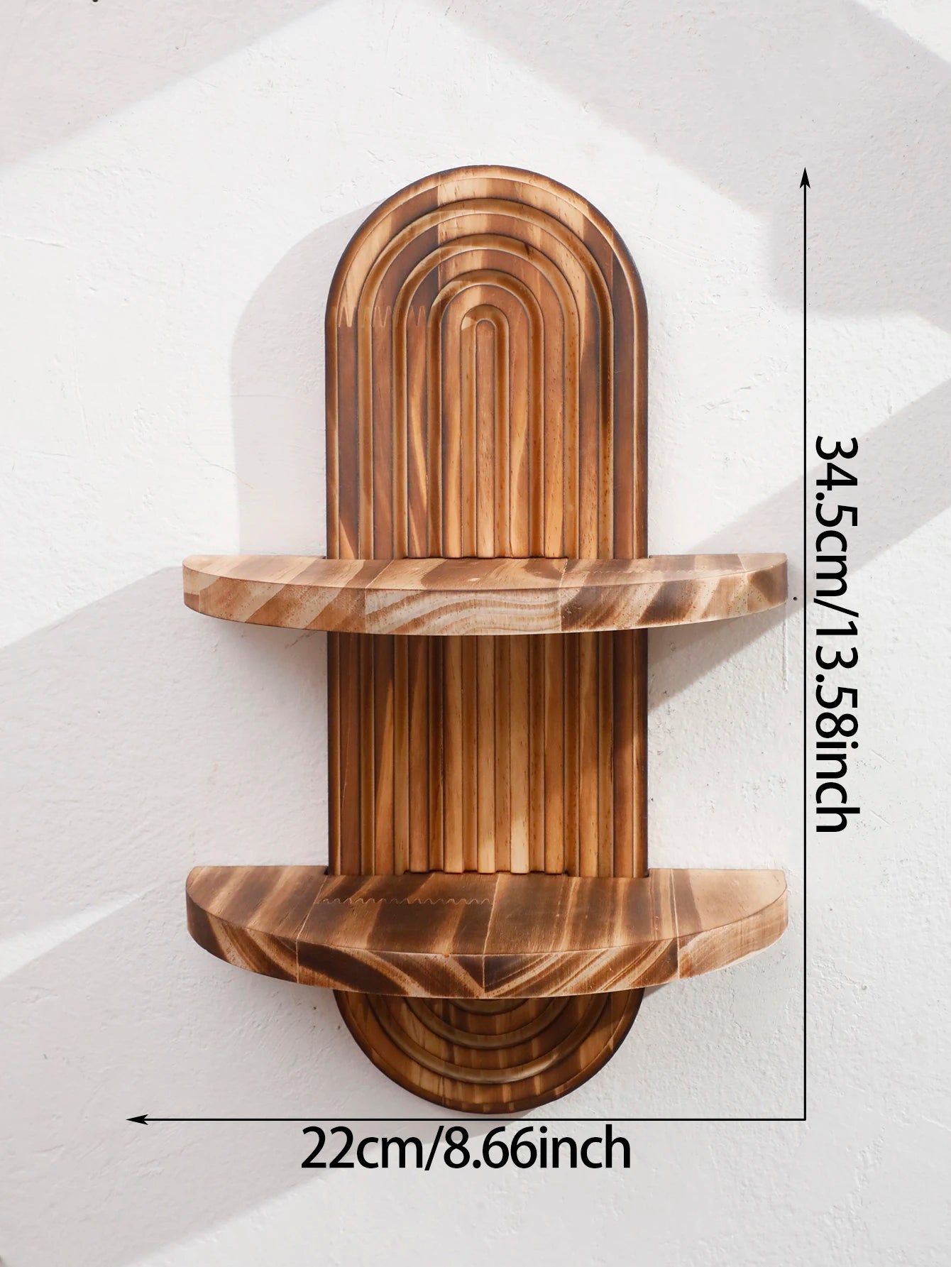 Geometric Natural Wood Wall Mounted Display Shelf