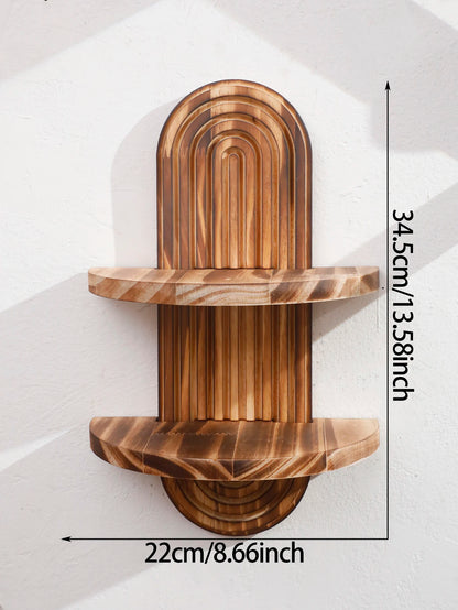 Geometric Natural Wood Wall Mounted Display Shelf