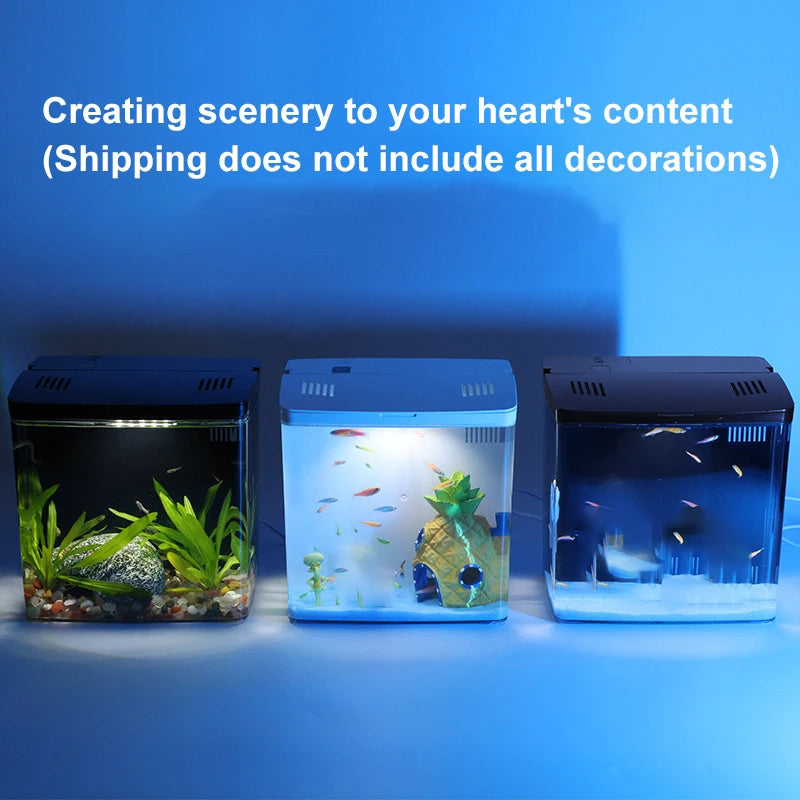 Mini USB Self-Filtering Aquarium with LED Light