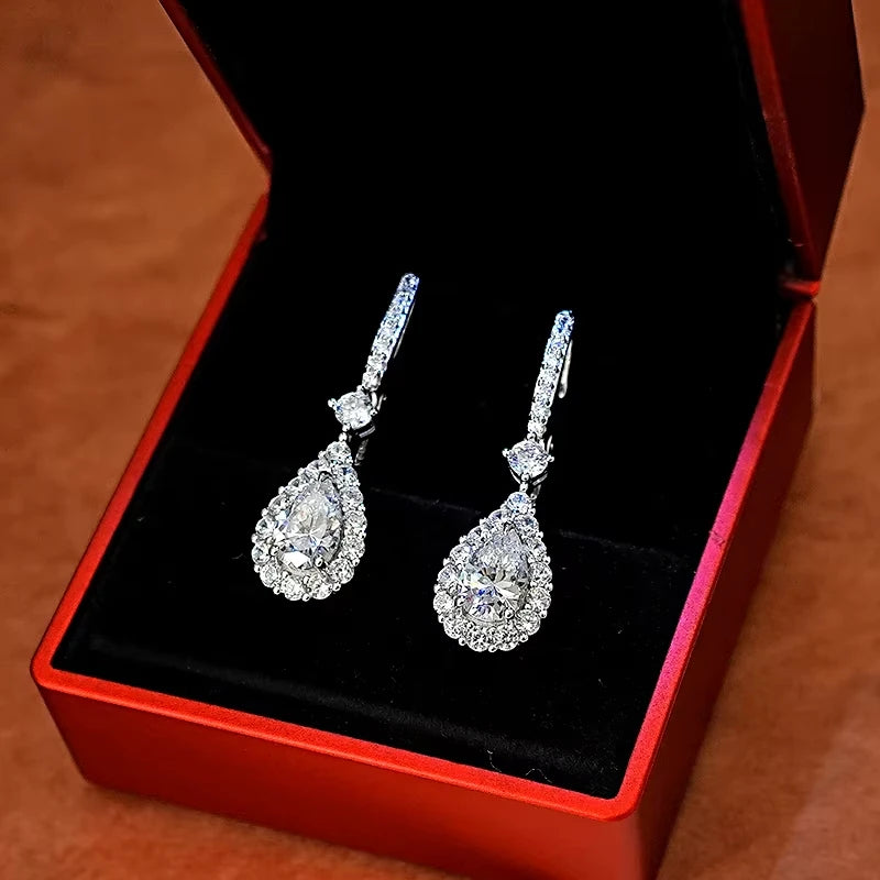 925 Sterling Silver Heart Drop Earrings