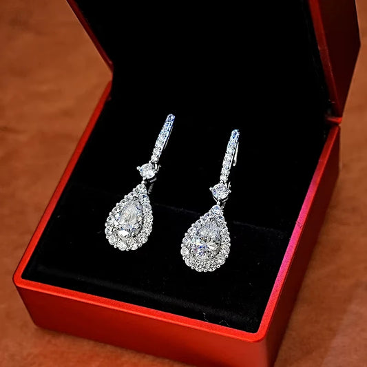 925 Sterling Silver Heart Drop Earrings