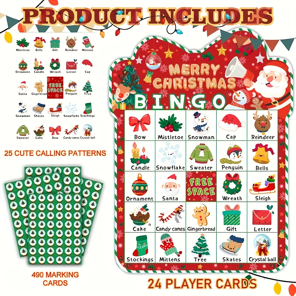 24-Player Christmas Bingo Game