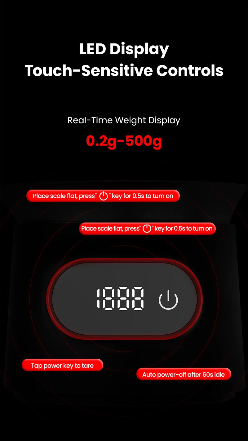 USB Rechargeable Coffee Scale with Stainless Steel Cup
