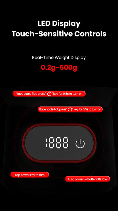 USB Rechargeable Coffee Scale with Stainless Steel Cup