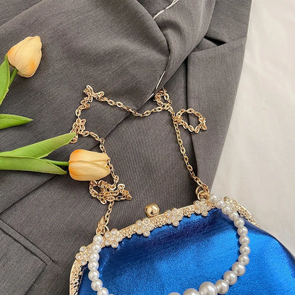 Luxury Pearl Chain Minaudière Shoulder Bag