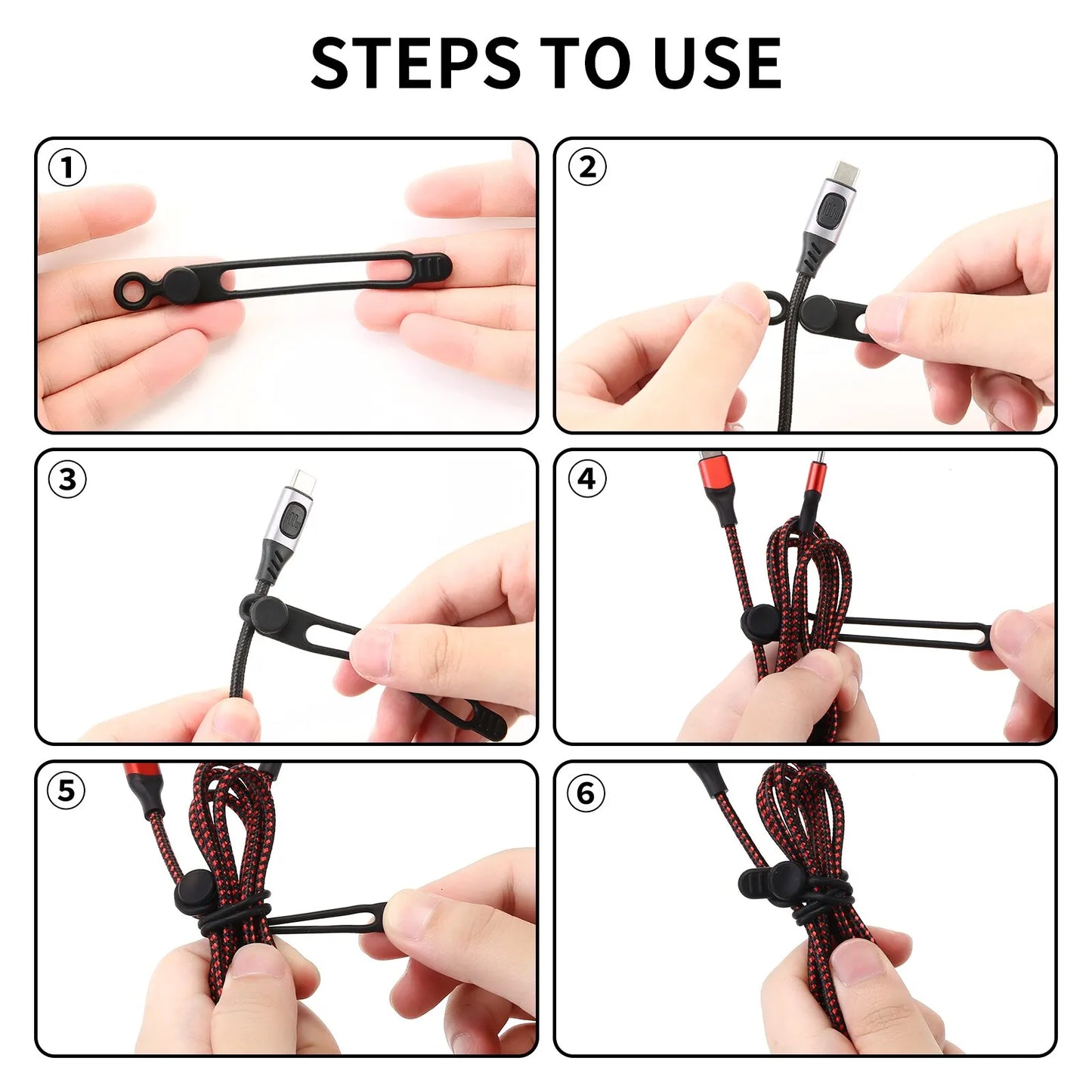 Reusable Silicone Cable Ties for Cord Management & Travel Organization