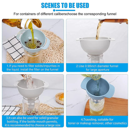 4-in-1 Kitchen Funnel Set with Detachable Strainer