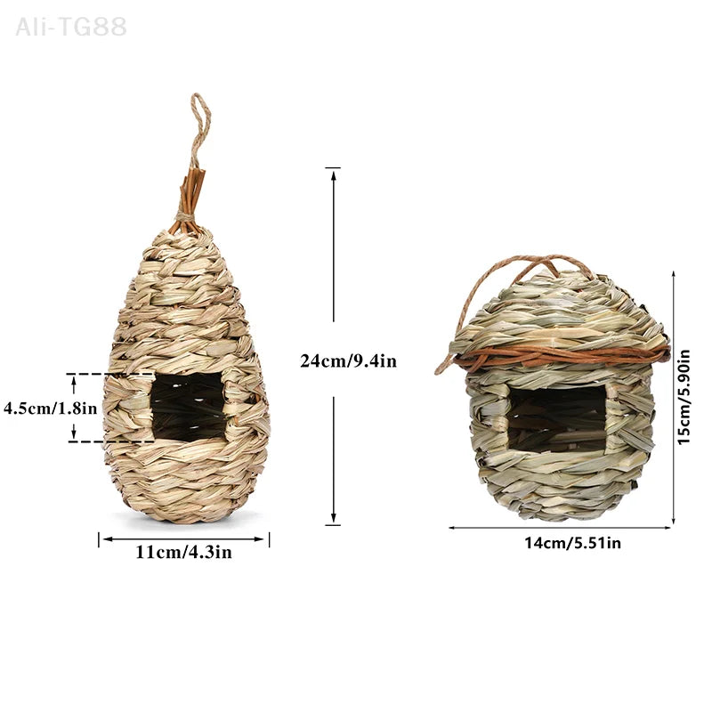 Handwoven Hanging Bird Nest Shelter for Outdoor Gardens