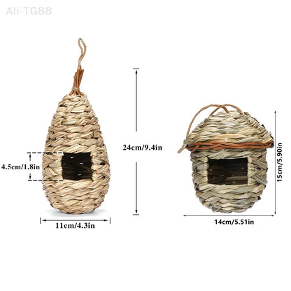Handwoven Hanging Bird Nest Shelter for Outdoor Gardens