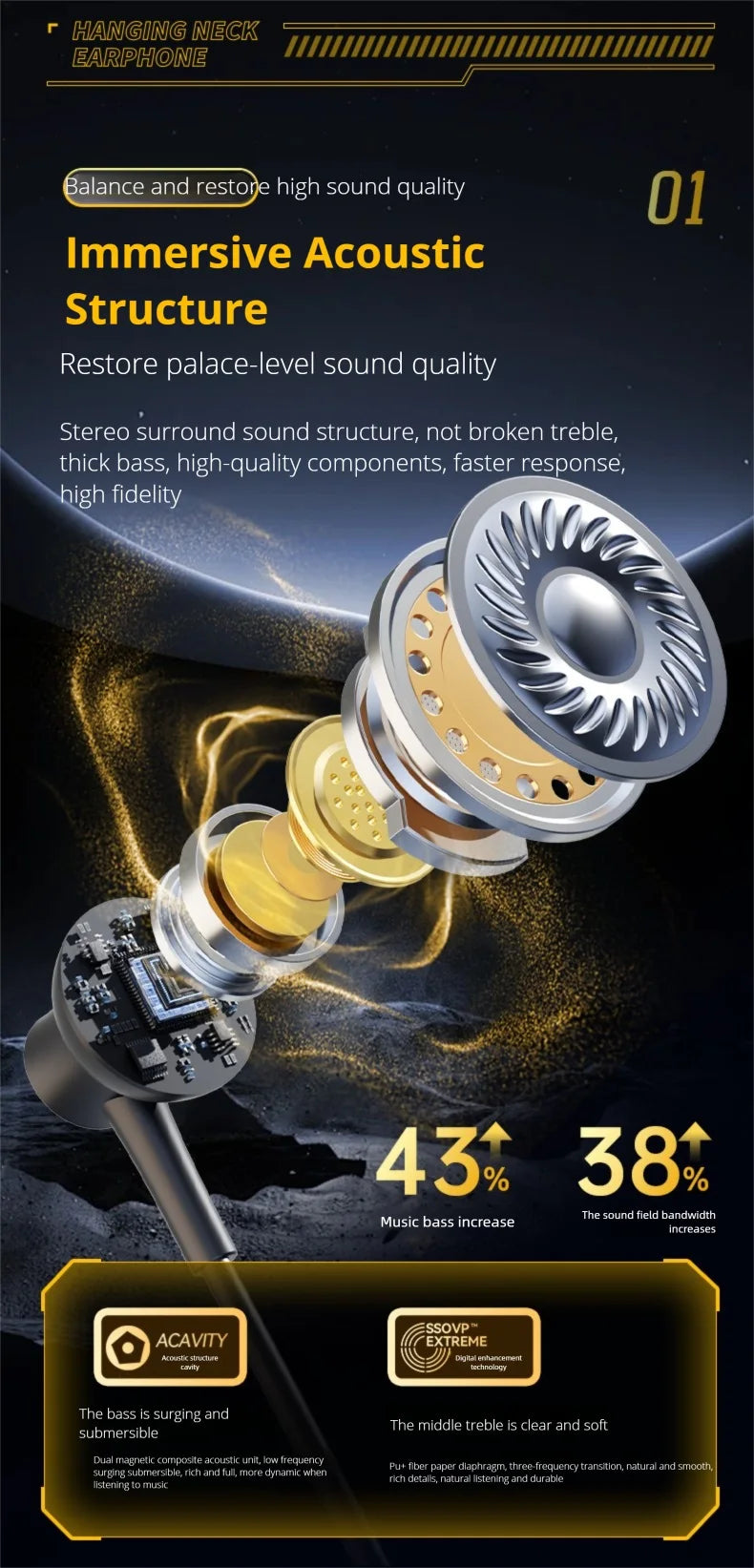 Bluetooth Sports Earphones with HD Microphone & 80-Hour Battery