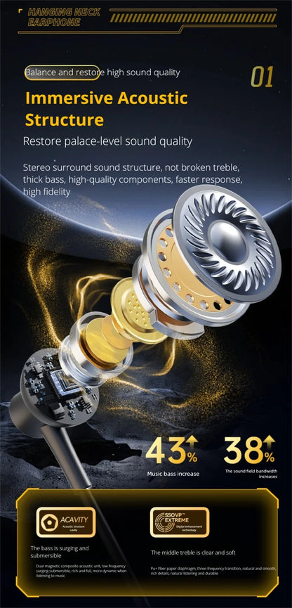 Bluetooth Sports Earphones with HD Microphone & 80-Hour Battery