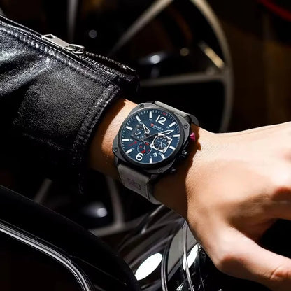 CURREN 8398 Men's Leather Quartz Chronograph Watch
