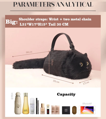 Cute Plush Cat Crossbody Shoulder Bag