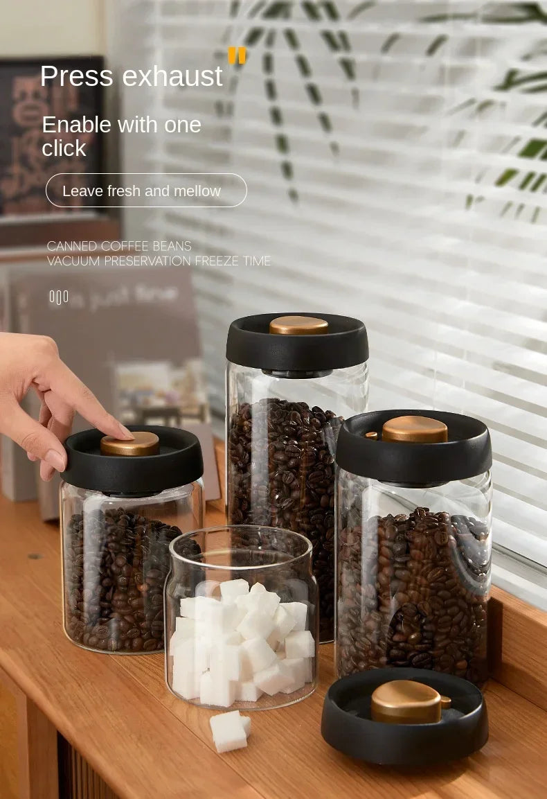 Vacuum Glass Coffee Bean Storage Jar