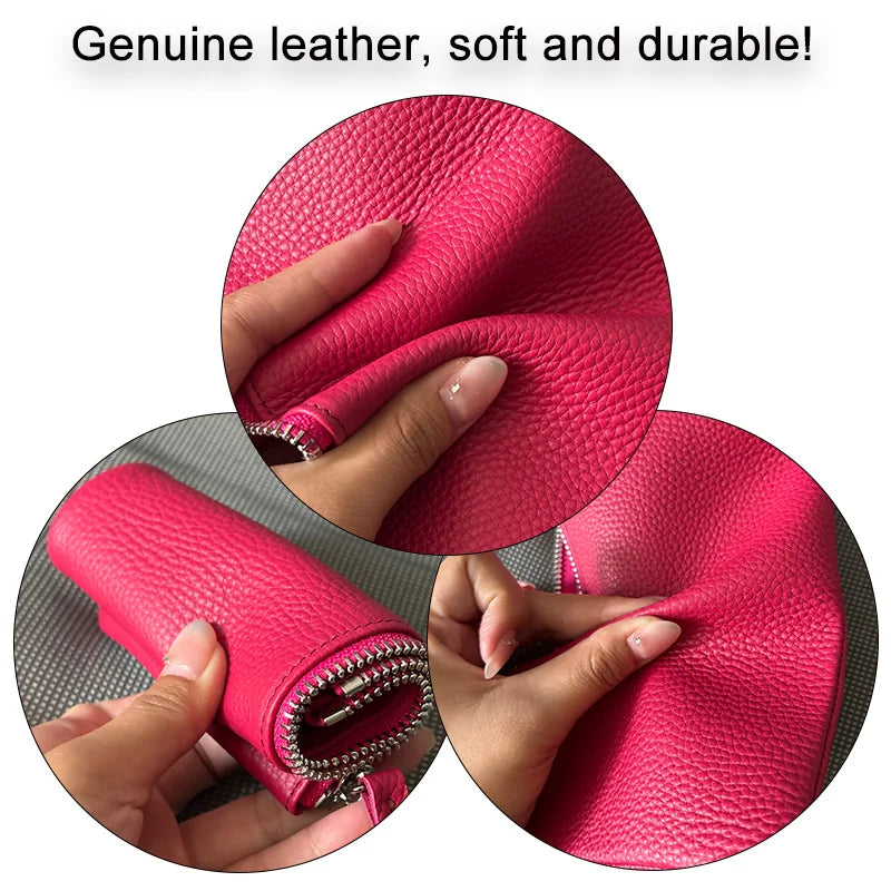 Genuine Top Grain Cow Leather Zip Wallet