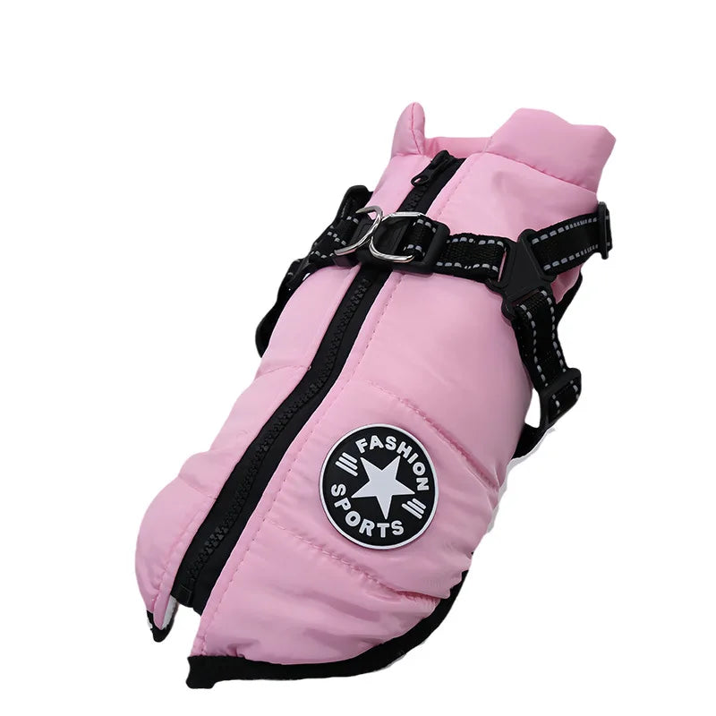 Waterproof Dog Jacket with Integrated Harness