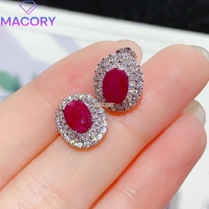 925 Sterling Silver Ruby Stud Earrings