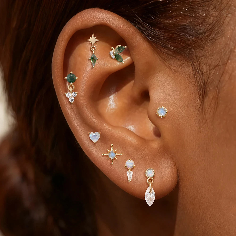 14K Solid Gold Cartilage Stud Earrings