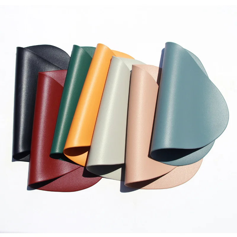 Inyahome Irregular PU Leather Placemat Set with Coaster