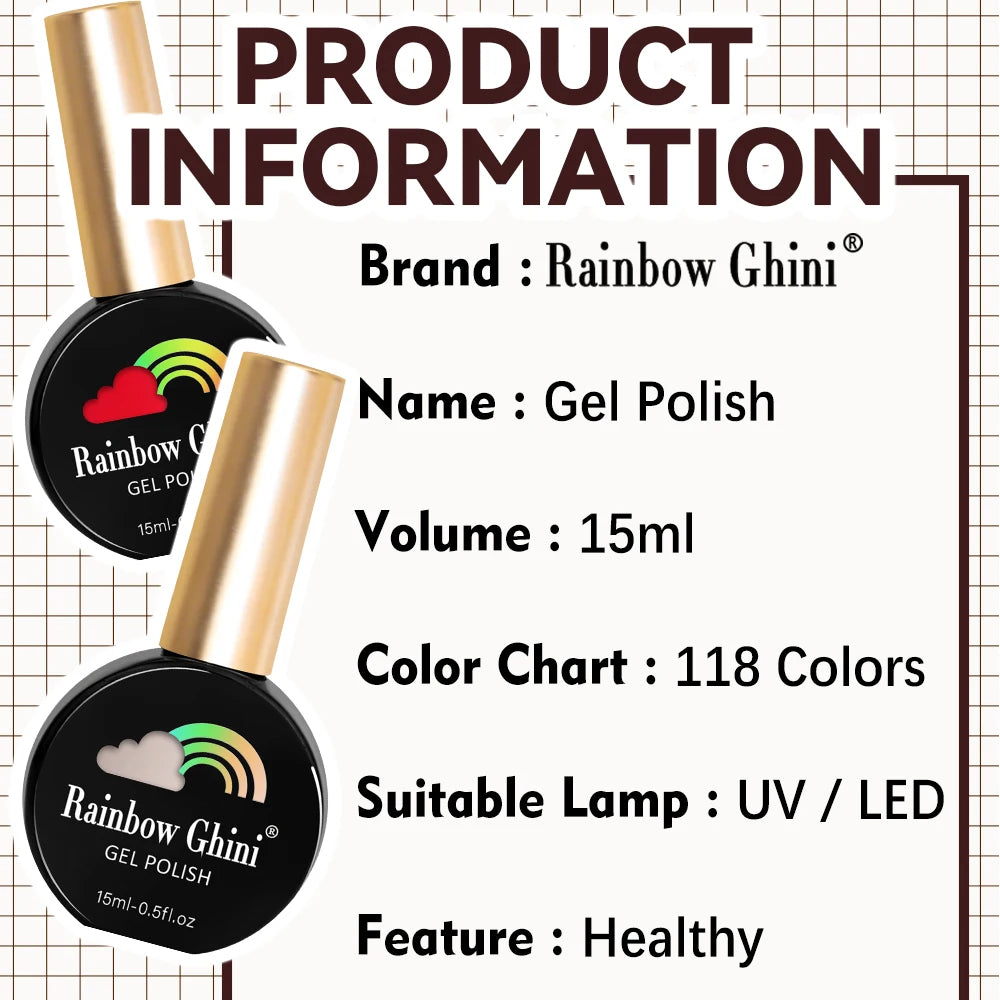 Rainbow Ghini 15ML HEMA & TPO Free Gel Nail Polish