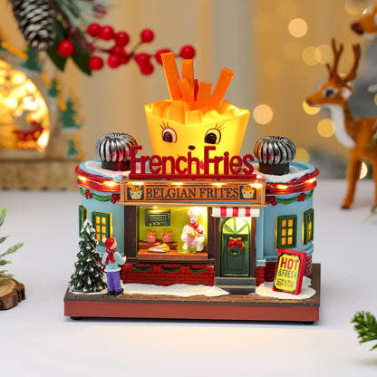 Rotating Light-Up Christmas Shop Music Box
