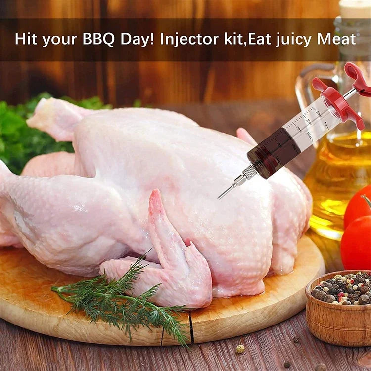 BBQ Marinade Injector Syringe Set for Turkey, Chicken, Beef & Pork