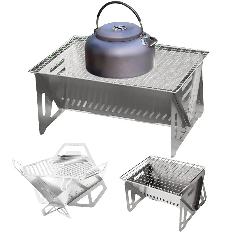 Portable Foldable Stainless Steel Charcoal BBQ Grill