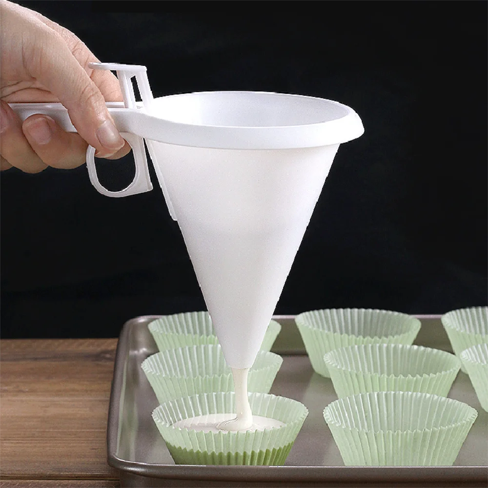 Handheld Batter Dispenser Funnel with Flow Control for Baking & Dessert Decorating