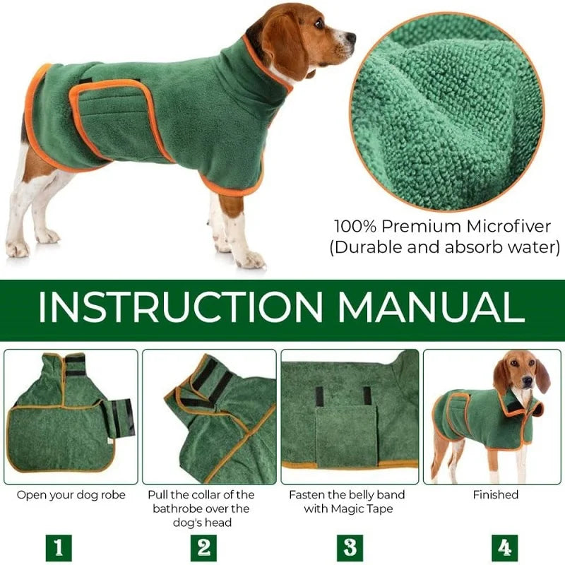 Microfibre Dog Drying Bathrobe Towel