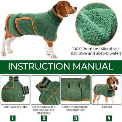 Microfibre Dog Drying Bathrobe Towel