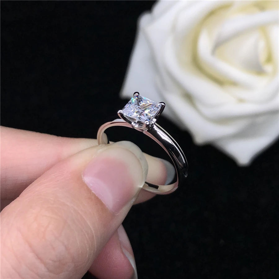 1CT Princess-Cut Moissanite Engagement Ring