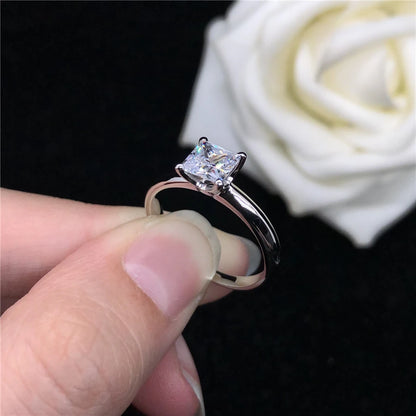 1CT Princess-Cut Moissanite Engagement Ring