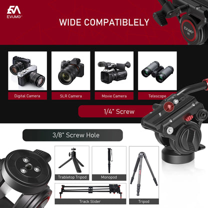 EVUMO V6 Fluid Video Tripod Head with Handle