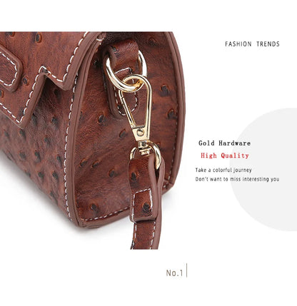 Ostrich Print PU Leather Shoulder Bag