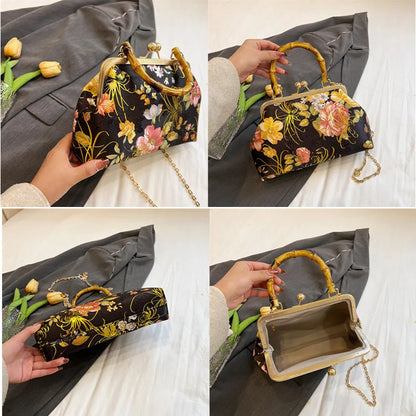 Floral Embroidery Evening Clutch