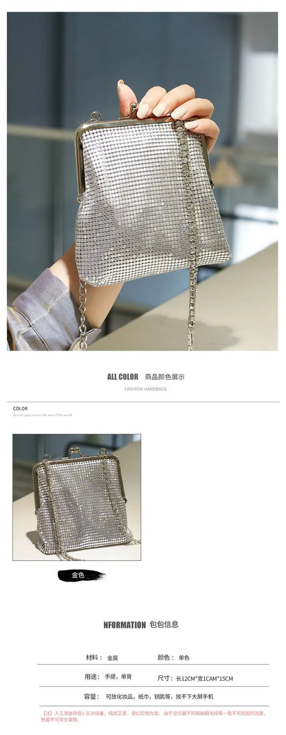 Metallic Sequin Kiss-Lock Bag